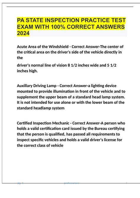 how hard is the pa safety inspecion licese recertifation test|pa state inspection practice test.